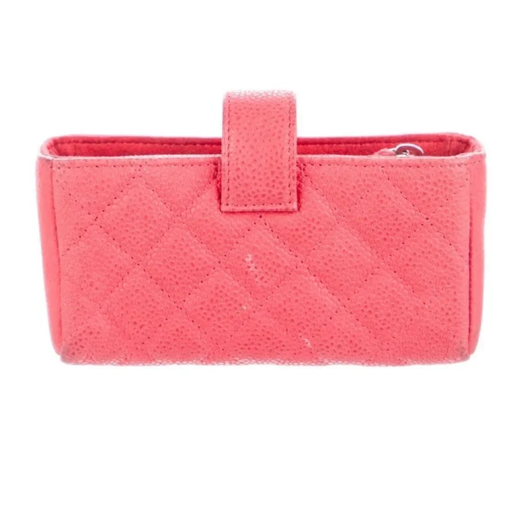 CHANEL Coral Quilted Leather French purse